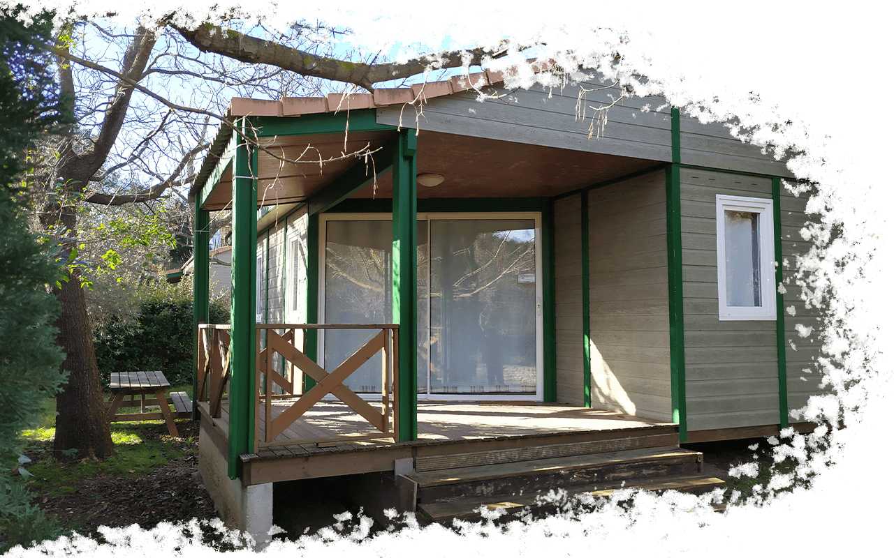 Cabaña Fabre en alquiler 2012 en el Camping l'Oliveraie situado en el interior de Béziers