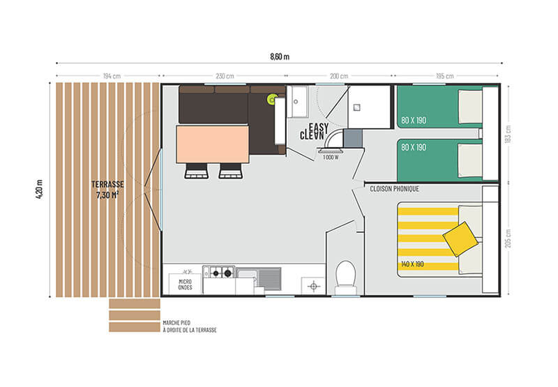 plattegrond van de stacaravan IRM Bay