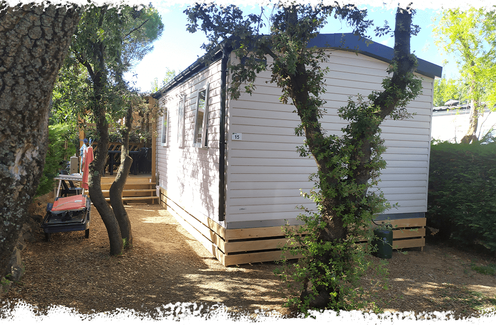 Alquiler mobil home IRM Loggia 6/8 personas en el camping l'Oliveraie, situado en el interior de Béziers