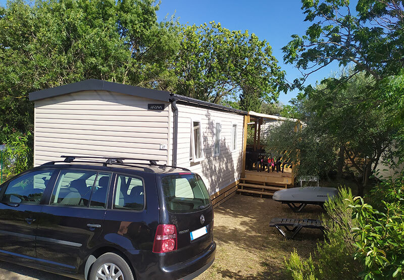 Outside of the IRM Loggia mobile home with access to terrace