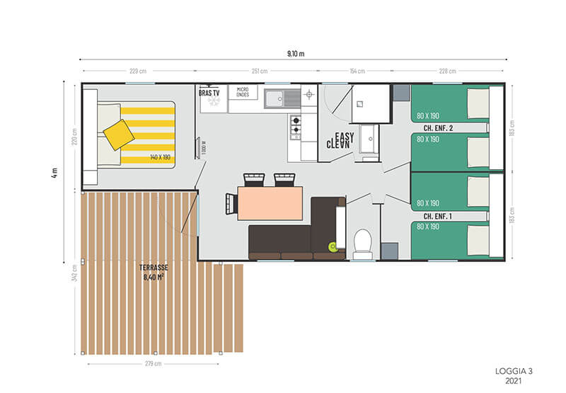 plan du mobil-home Loggia