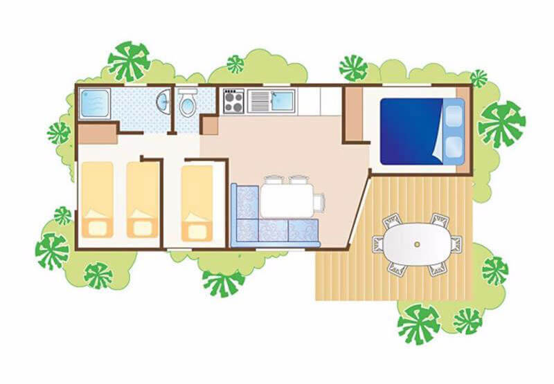 plano del mobil home Ophea 5 personas