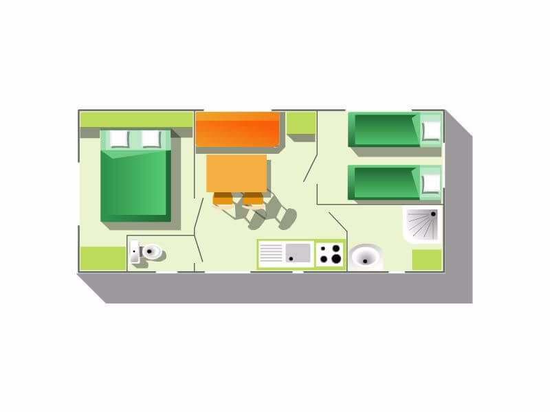 plan of Sunroller mobile home for 4/6 persons
