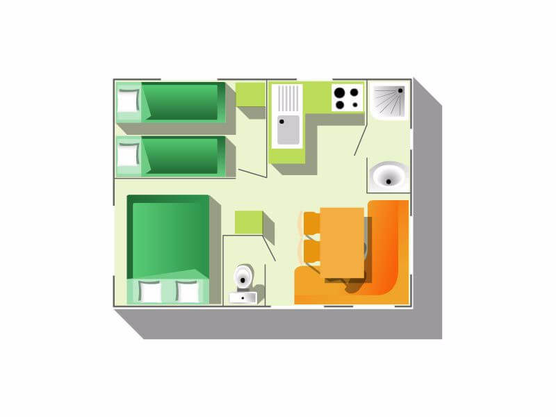 plan n°1 du mobil-home sun roller 4 personnes